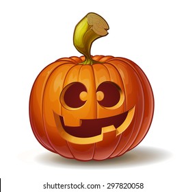 Cartoon vector illustration Jack  O  Lantern pumpkin curved in funny expression  isolated white  Neatly organized   easy to edit EPS  10