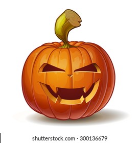 Cartoon vector illustration Jack  O  Lantern pumpkin curved in vampire expression  isolated white  Neatly organized   easy to edit EPS  10