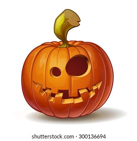 Cartoon vector illustration of a Jack-O-Lantern pumpkin curved in a funny expression, isolated on white. Neatly organized and easy to edit EPS-10
