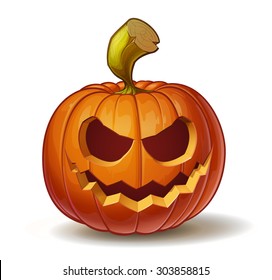Cartoon vector illustration Jack  O  Lantern pumpkin curved in mean expression  isolated white  Neatly organized   easy to edit EPS  10