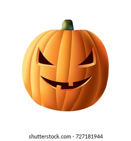 Cartoon vector illustration of a Jack-O-Lantern pumpkin, isolated on white.