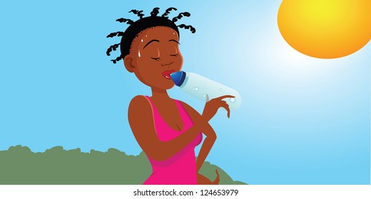 cartoon vector illustration of a jogger sweaty
