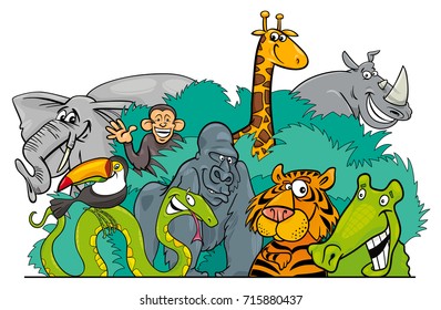 Cartoon Vector illustration of Jungle Wild Animal Characters Group