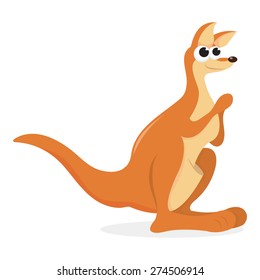 A cartoon vector illustration of a kangaroo with both hands together, either praying or wishing.