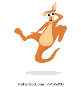 A cartoon vector illustration of a kangaroo hopping.