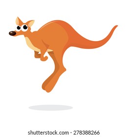 A cartoon vector illustration of a kangaroo hopping.