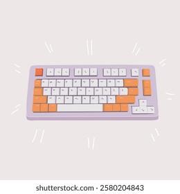 Cartoon vector illustration of Keyboard. Mechanical Keyboard