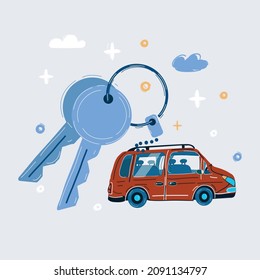 Cartoon vector illustration of Keys of the car.