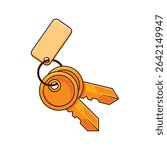 cartoon vector illustration of keys on a keychain