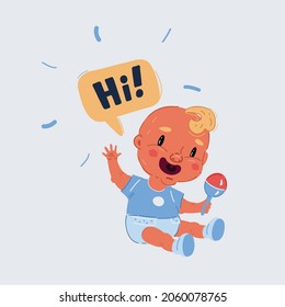 Cartoon vector illustration of Kid toddler say hello