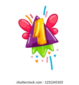Cartoon vector illustration kids number 1 