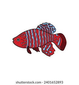 Cartoon Vector illustration killifish icon Isolated on White Background