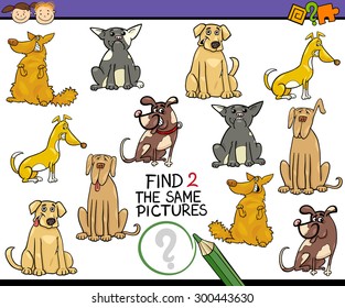 Cartoon Vector Illustration of Kindergarten Educational Game for Preschool Children with Dogs