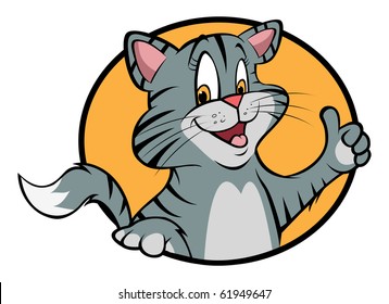 cartoon vector illustration kitten thumbs up