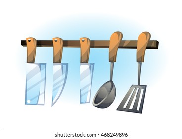 cartoon vector illustration cartoon knife Kitchenware objects with separated layers