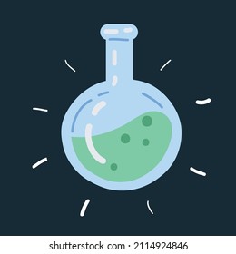 Cartoon vector illustration of laboratory glass over dark backround.