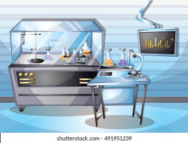 cartoon vector illustration laboratory interior room with separated layers in 2d graphic