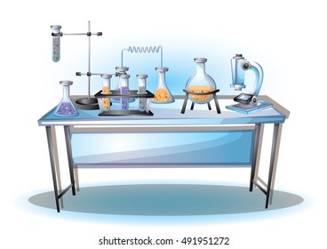 cartoon vector illustration laboratory interior room with separated layers in 2d graphic