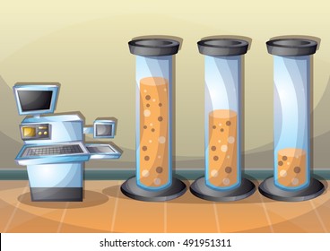 cartoon vector illustration laboratory interior room with separated layers in 2d graphic