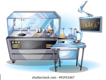 cartoon vector illustration laboratory interior room with separated layers in 2d graphic