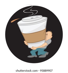 cartoon vector illustration of a large coffee