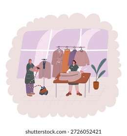 Ilustração vetorial de desenhos animados da linha de lavandaria