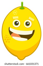 Cartoon Vector Illustration of Lemon Citrus Fruit Food Object Character