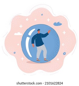 Cartoon vector illustration of Life inside the bubble