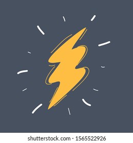 Cartoon vector illustration of lightning icon on dark
