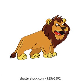 cartoon vector illustration of a lion roaring