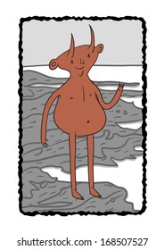 Cartoon vector illustration of a little devil.