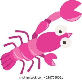 A Cartoon Vector Illustration Of Lobster Crayfish.