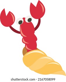 A Cartoon Vector Illustration Of Lobster Crayfish.