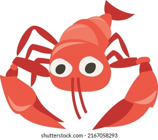 A Cartoon Vector Illustration Of Lobster Crayfish.