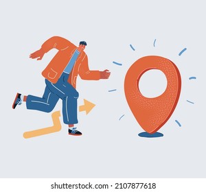 Cartoon vector illustration of location man