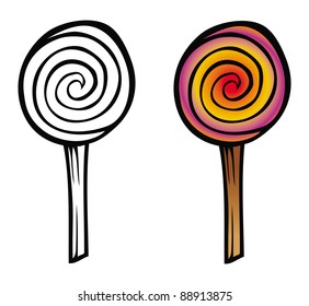 cartoon vector illustration of a lollipop coloring book