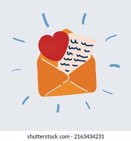 Cartoon vector illustration of love letter