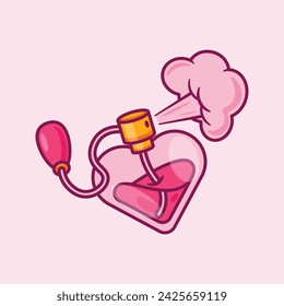 ilustración vectorial de dibujos animados de perfume de amor.
Ilustración de dibujos animados vectoriales adecuada para póster, folleto, web, mascota, etiqueta engomada, logotipo e icono.