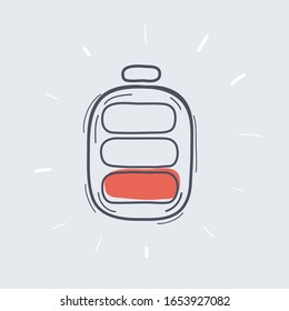 Cartoon vector illustration of low battery icon on white background.