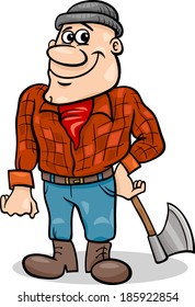 Cartoon Vector Illustration of Lumberjack Character