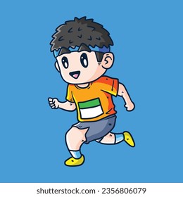  ilustración de artóon vector de atletas masculinos. Actividad saludable y estilo de vida. Huellas, trotando, calentando. Vector Marathon Runner. Ilustración del corredor de maratón vectorial. Espíritu atlético