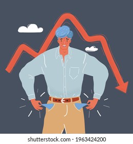 Cartoon Vector Illustration Man Bankrupt Character Stock Vector ...