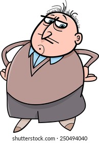 Cartoon Vector Illustration of Man or Businessman Boss Character