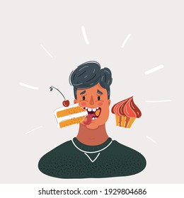 Dibujo vectorial de dibujos animados de pasteles de consumo humano