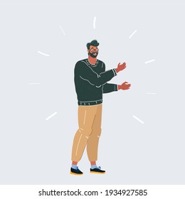 Cartoon vector illustration of man gesturing isolated on white background.