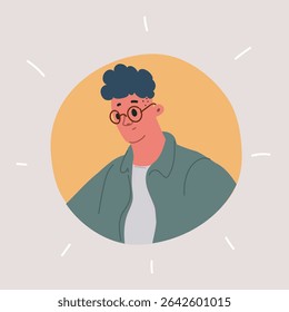 Ilustración vectorial de dibujos animados del hombre en gafas icono avatar.