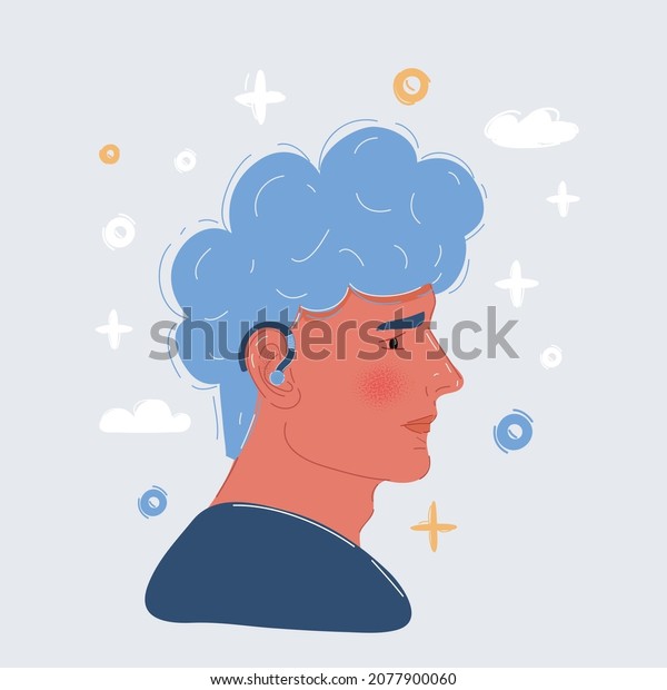 Cartoon Vector Illustration Man Hear Impairment Stock Vector (Royalty ...