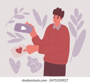 Ilustración vectorial Video de dibujos animados de Man Holding le gusta,