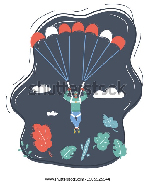 Cartoon Vector Illustration Man On Parachute Stock Vector (Royalty Free