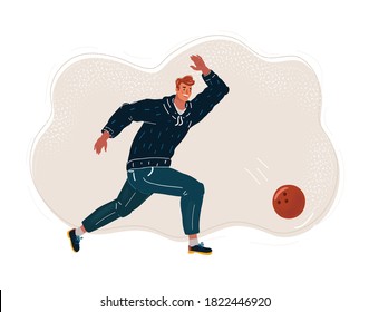 Cartoon vector illustration of The man, a playing bowling